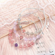 Amethystins Women's Internet Celebrity Strawberry Quartz Bracelet Strawberry Quartz Crystal Bracelet