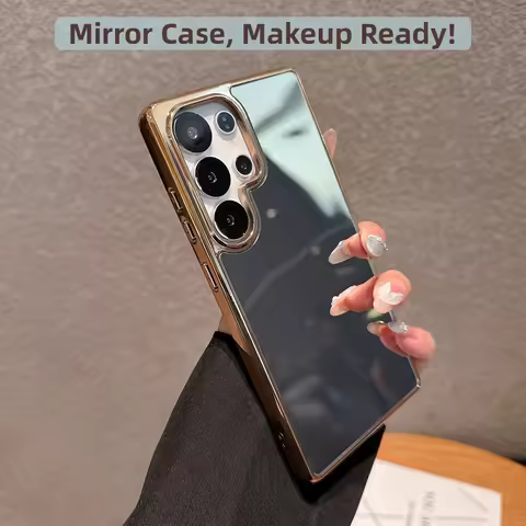 Luxury S25 S24 Ultra Case Plating Mirror Makeup Phone Case for Samsung Galaxy S25 S24 Plus FE S25 Ul