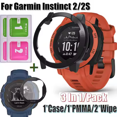 PC Cover Protective Case For Garmin Instinct 2/2S Bezel Smart Bracelet Shell Glass Film PMMA Screen 
