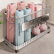 [48H Shipping] Yoga mat storage basket, large-capacity racket rack, movable fitness equipment storag