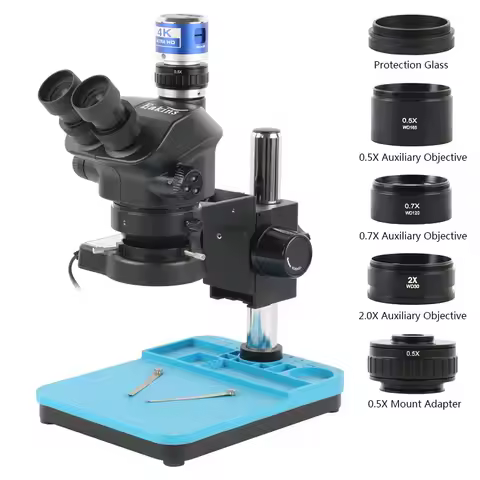 1080P 48MP 2K 4K HDMI USB VGA C Mount Video Camera 50X 100X Simul-Focal Stereo Trinocular Microscope