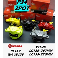 BREMBO P34 2POT &amp; HEL 2POT CALIPER FRONT/REAR UNIVERSAL WAVA110 WAVE125 Y125ZR VF3i Y15ZR RS150 LC135 220/267MM FCLPBB1