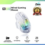 Zeus transparent wired gaming mouse features 4-level DPI RGB and multiple function keys GD-800