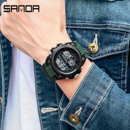 【Sanda Official】Waterproofนาฬิกาผู้ชายนาฬิกากีฬาแฟชั่นแอลอีดีดิจิตอลแบบทหารมัลติฟังก์ชั่นนาฬิกาสำหรับผู้ชาย