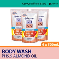 [Bundle of 3] Johnson's pH5.5 Nourishing Body Wash with Almond Oil Refill [Twin Pack]  500ml
