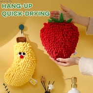 Chenille Fuzzy Ball Hand Towel Strawberry/Banana Fluffy Decorative Ball Towel for Kitchen Bathroom U