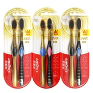 Colgate 360 ​​Arang Berus Gigi Emas 6 Pek Set Keluarga Antibakteria Bulu Lembut Ultra Halus Berus Le