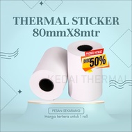 THERMAL PRINTER LABEL STICKER PAPER 80X50 80MM 80X12 METER CONTINUOUS 80X50MM 80 X 12 METERS BY JJS