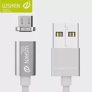 WSKEN Mini1 迷你型接頭設計 磁吸充電線 Micro USB 磁吸線 磁力充電線 具傳輸功能銀色