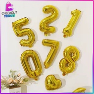 EC CT C390 Gold Letter Foil Balloons AZ Number Foil Balloons 0-9 Plain Alphabet Foil Balloons Letter