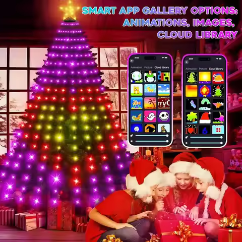 4.9/5.9/6.9ft Smart Christmas Tree Lights, APP Control Music Sync DIY Patterns Text Timer for Hallow
