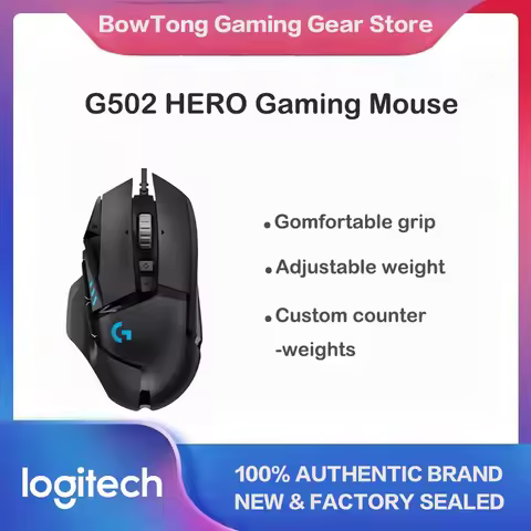 Logitech G502 HERO Dominator Wired Gaming Mouse, Programmable Macros, Adjustable Weight, HERO Sensor