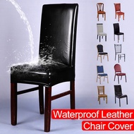 Leather Chair Covers Waterproof for Dining Chair High Quality Pu Slipcover Prevent Oil Stain Stretch Protector Kitchen Cover