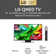 50 inch LG QNED evo AI TV QNED86 MiniLED 144Hz Gaming Mode* Dolby Vision & HDR10 4K UHD (2025)