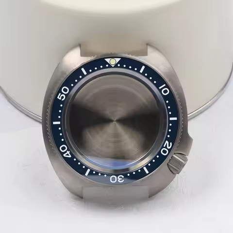 Titanium 6105 Abalone Watch case C3 Luminous Sapphire glass Diving case fits Seiko for NH35/NH36 Aut
