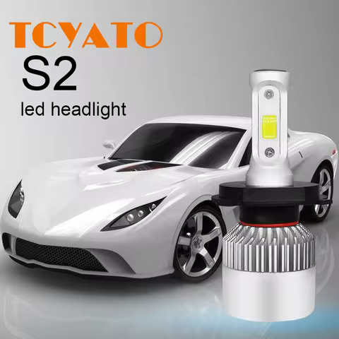 TCYATO 2PCS Car S2 Headlight Bulbs LED H1 H7 H4 H8 H9 9005 9006 Auto 72W 8000LM 6500K Low High Beam 