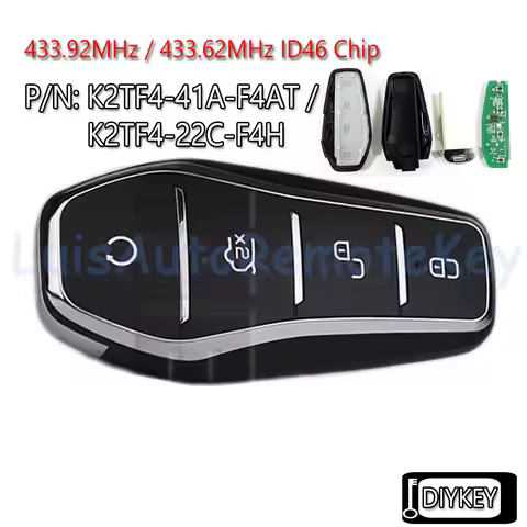 4 Buttons Smart Remote Car Key Fob 433.92MHz / 433.62MHz ID46 Chip Replacement for BYD Qin PLUS DM-i