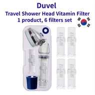 Duvel Travel Shower Vitamin Filter Set + 6-Pack Sediment Filters – Citrus Lemon Scent | Portable Vit