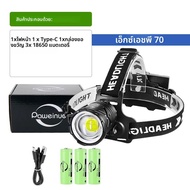 ไฟหน้า LED พลังงานสูง XHP360 ไฟฉายคาดศีรษะระยะไกลที่ทรงพลังที่สุดพร้อมไฟเตือนโคมไฟตกปลาไฟหน้ากลางแจ้