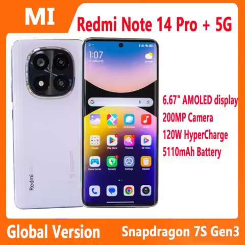 Global Version Xiaomi Redmi Note 14 Pro Plus 5G Smartphone 120W 200MP OIS Camera Snapdragon 7s Gen 3