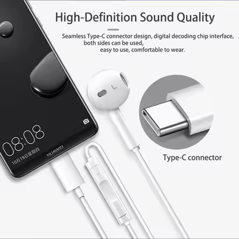 Honor Usb Type C Earphone For Honor 400 300 200 100 80 90 Pro Lite X70 X60 Magic V5 V3 7 6 5 4 3 Noi