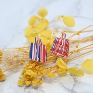 紅白藍膠袋耳環