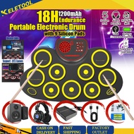 Electronic Drum Set Roll Up Drum Practice Pad Drum Kit Headphone Jack Built in Speaker Drum Pedals D