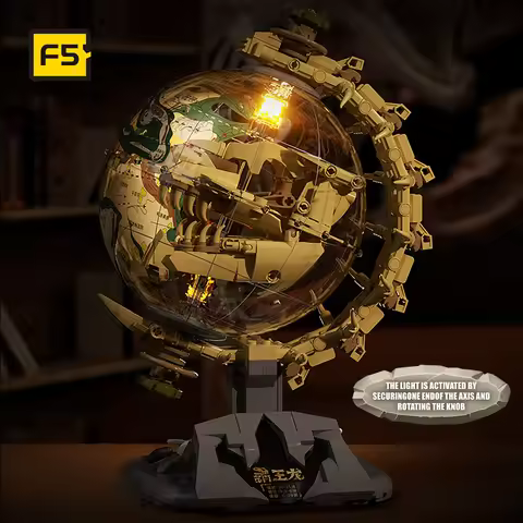 F5-I0003 Dinosaur Era Globe with Lighting Building Blocks Jurassic Tyrannosaurus Rex Skull Model STE