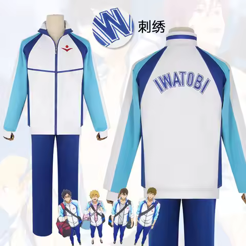Anime Free! Iwatobi Swim Club Haruka Nanase Cosplay Costume Wig Jacket Makoto Tachibana Hazuki Nagis