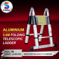 SMALL 2.8M x 2.8M Aluminium Telescopic Pole Ladder Multi-Purpose Extendable Folding Ladder  With 16 