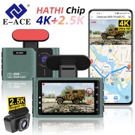 4k Dashcam Dual Lens Dual Channel Perakam Video Kereta Sokongan Wifi Gps 2.5k Kamera Pandangan Belak