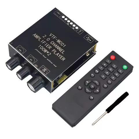 VIRE 2*100W Dual Channel Bluetooth 5.3 Digital Power Amplifier Board 2.0 Channel Stereo Subwoofer Am