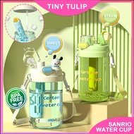 TINY TULIP 650ml Sanrio Cute Portable Tumbler | Double Drinking Straw + Tea Filter Water Cup (Botol 