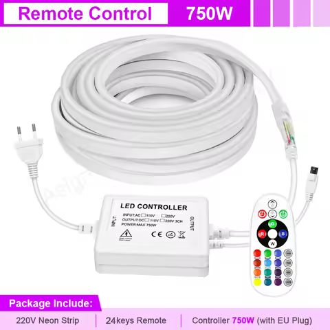 LED Neon Tape 220V EU LED Neon Strip RGB Neon Rope Light IP65 Smart Ribbon Tape Flexible LED Neon Si