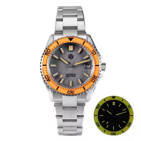 San Martin Men Automatic Watch 39mm Mechanical Wristwatch 20ATM Waterproof Enamel Dial Full Luminous