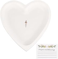 GORGECRAFT Wooden Prayer Bowl, White Love Heart, Engraved Wooden Cross, Decorative Community, Natura