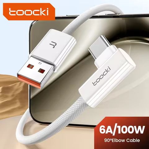 Toocki 100W Elbow 90 Degree USB A to Type C Fast Charging Cable 6A USB C Data Cable For Huawei Samsu