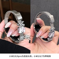 สายนาฬิกาข้อมือผู้หญิง Onebag KT Cat น่ารัก สายนาฬิกาข้อมือ Xiaomi 9 สายโลหะ โบว์ผีเสื้อ สายรัดข้อมื