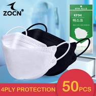 ZOCN 50PCS KF94 Mask 4ply Protection Korean Version KN95 Face Mask Washable N95 Black Mask Reusable Protection 4-Layers