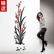 Mirror far-flower crystal acrylic Wall stickers 3D stereo painting living room Xuan