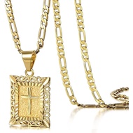 KissYan Cross Pendant Necklace Women Men, 14K Gold-Plated Square Belief Christian Ferra Chain Exquis