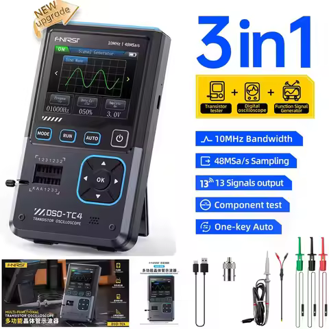 FNIRSI DSO-TC4/DSO-TC3 Digital Oscilloscope Transistor Tester 10MHz 48Ms/s Electronic Component Meas