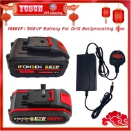 IFONSEN 588VF/1688VF Cordless Drill Battary Reciprocating Saw Lithium Li-ion Battery Rechargeable Cy