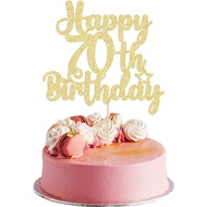 1pcGlittering Golden 70th Birthday Cake Topper - Sparkle & Festive Charm to Your Celebration