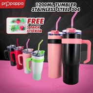 Propappa - Tumbler Stainless Steel 1200ml Thermos Flask Big Capacity Handle StrawThermos Mug Keep Ho