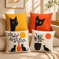 Black Cat Pillowcase 45x45cm Cute Throw Pillow Cover 1pc 4pcs
