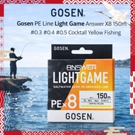 GOSEN PE Line Light Game Answer X8 150m #0.3 #0.4 #0.5 Cocktail Yellow Fishing