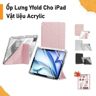 Y-shaped IPad Leather Case for iPad Gen10/Gen11 Back Cover with Transparent Acrylic Back for iPad Ai