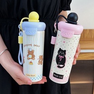 Stainless Steel 316 600ml/20oz Cold Water Glass Straw Heat Preservation Cup Easy To Carry Cute Patte