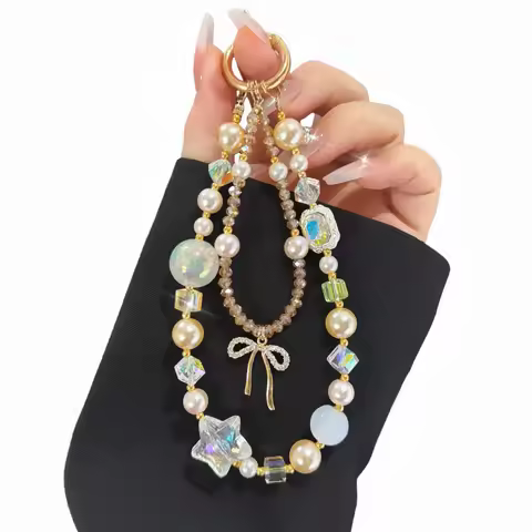Creative and Sophisticated Bow Star Phone Case Chain, Universally Applicable Bag Accessory Key Brace